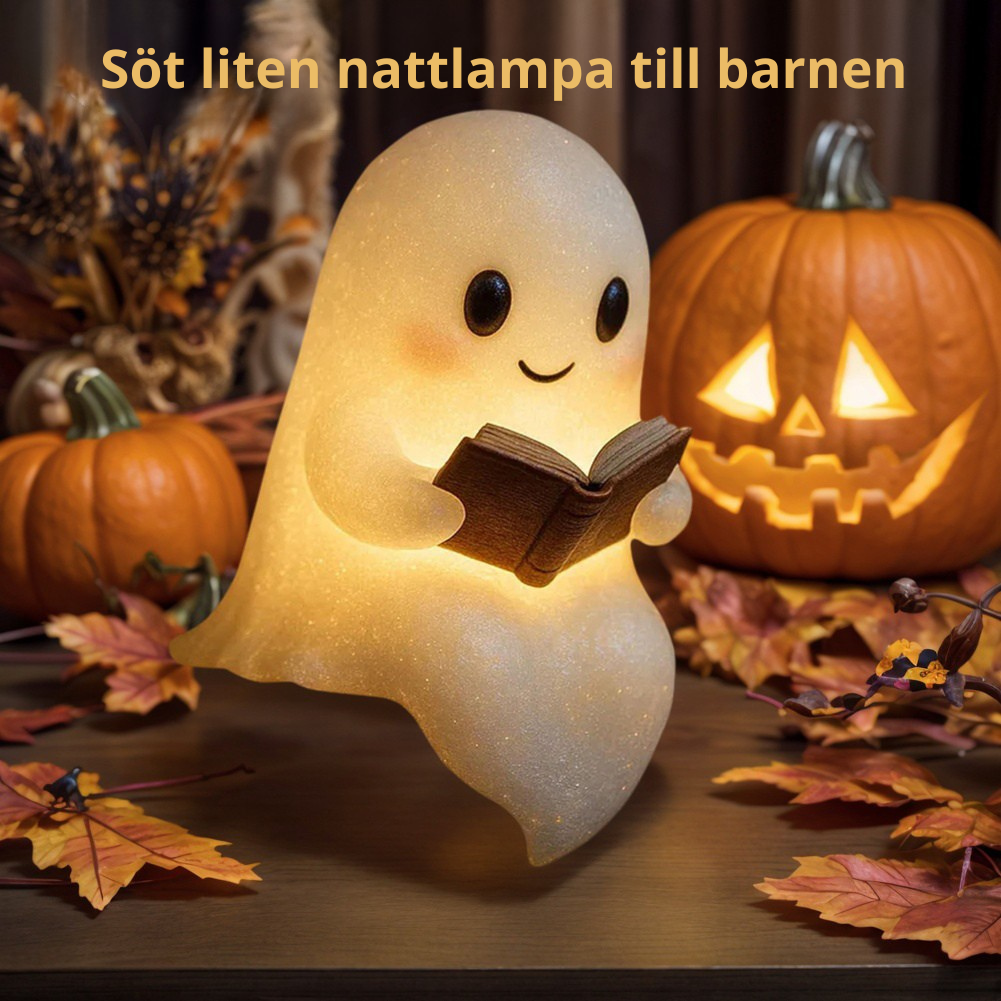 Söt LED Spöklampa Nattlampa för Barn – Mysig Sänglampa, Presentidé och Halloween-dekoration, Charmig Spöklampa med Varmt Ljus