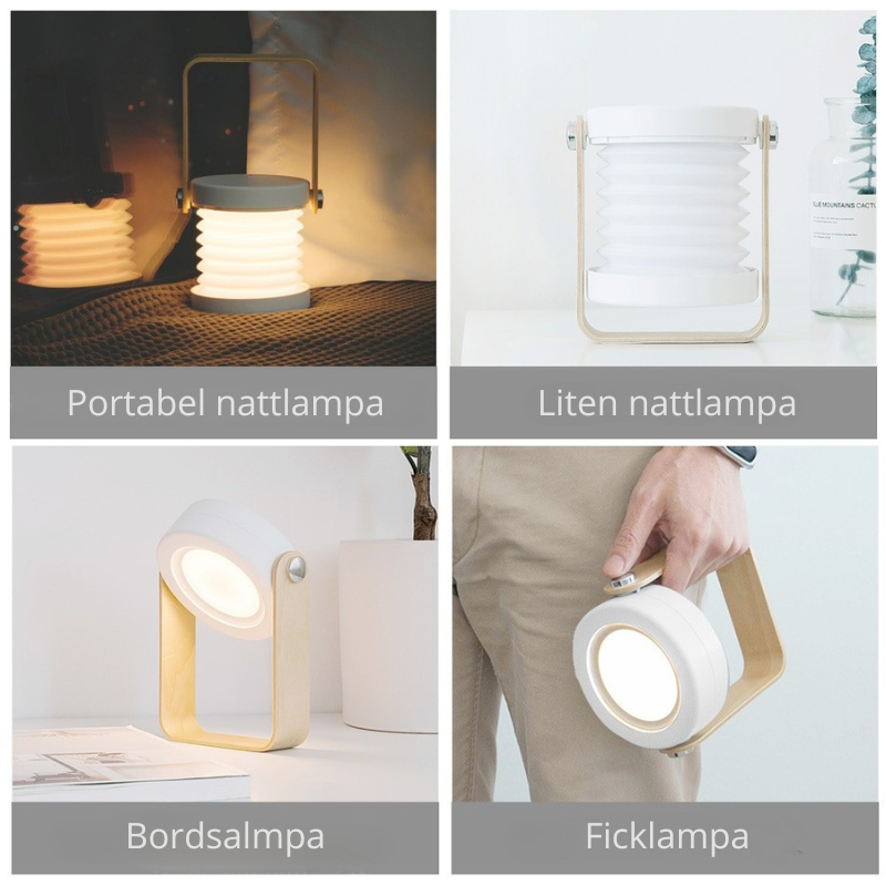 Hopfällbar dimbar LED-läslampa med touch